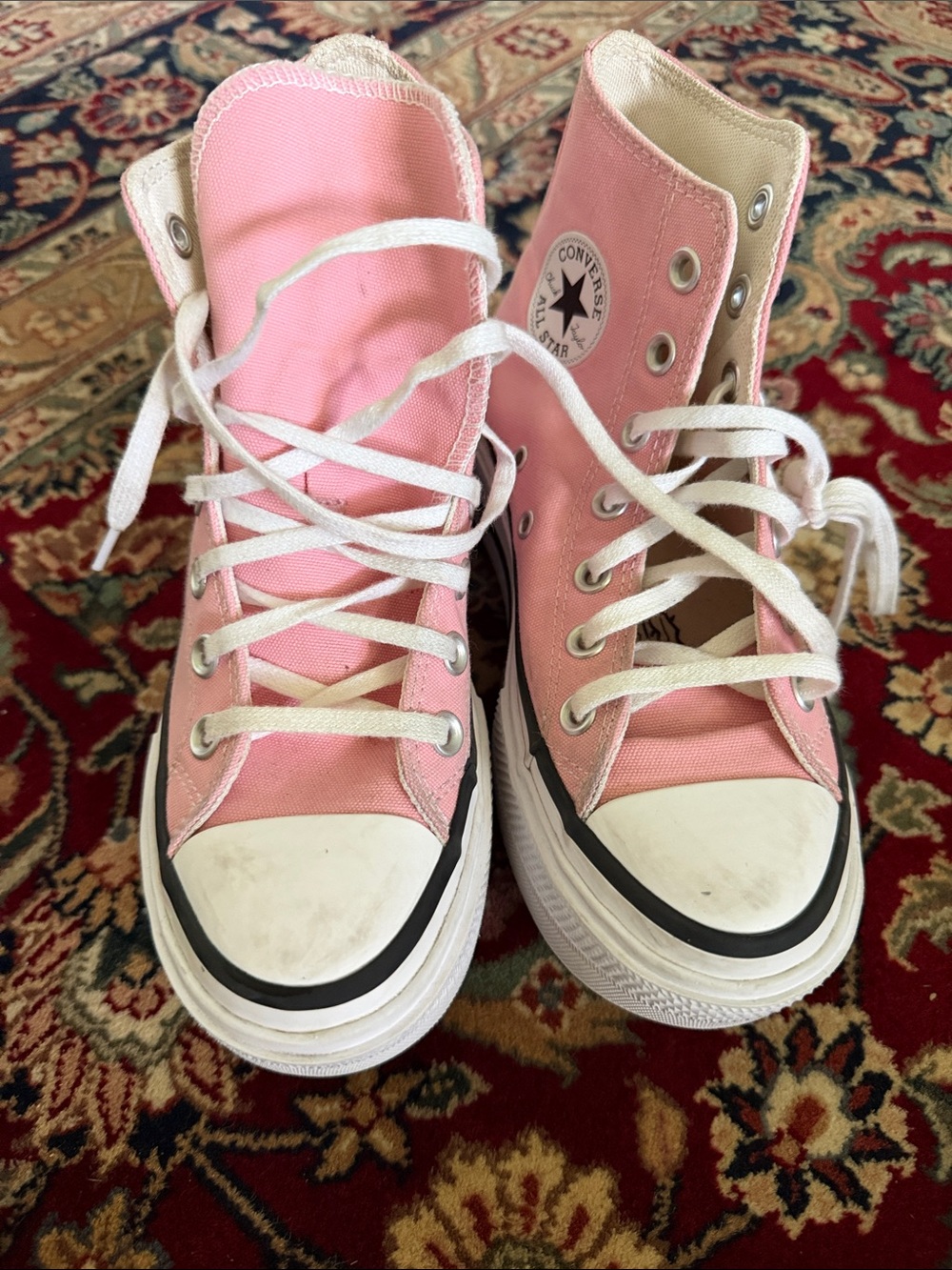 Converse Pink High Top Sneakers with White Accents